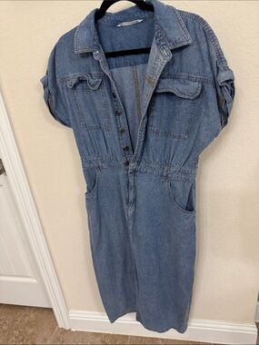 Denim Shirt Dress in Blue - Classic Casual